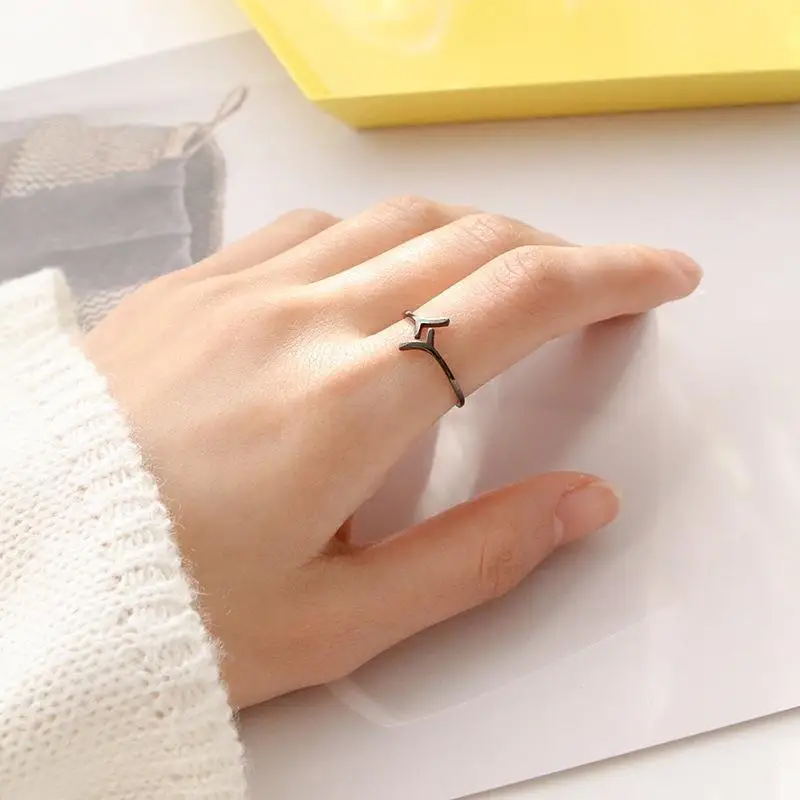 Personality Simple Fashion Exquisite Creative 925 Sterling Silver Jewelry Black Tree Branches Women Gift Opening Rings  R228