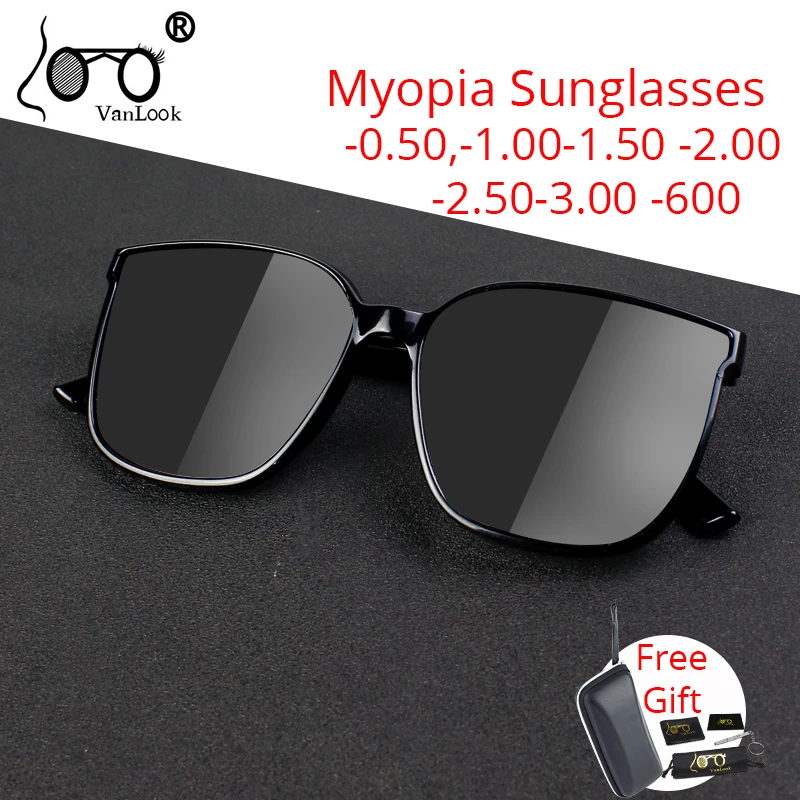 

VANLOOK Myopia Sunglasses With Diopters Polarized Men Women Shades Big Frame Sun Glasses -0.50-4.00-4.50-5.00-5.50-6.00