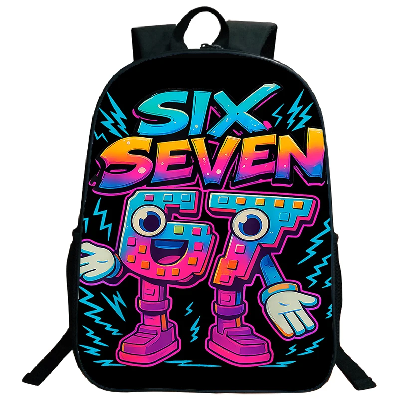 

16 дюймов 67 Six Seven Brainrot детский рюкзак большой вместимости дорожный рюкзак забавный дизайн номеров школьные сумки для мальчиков и девочек Mochila