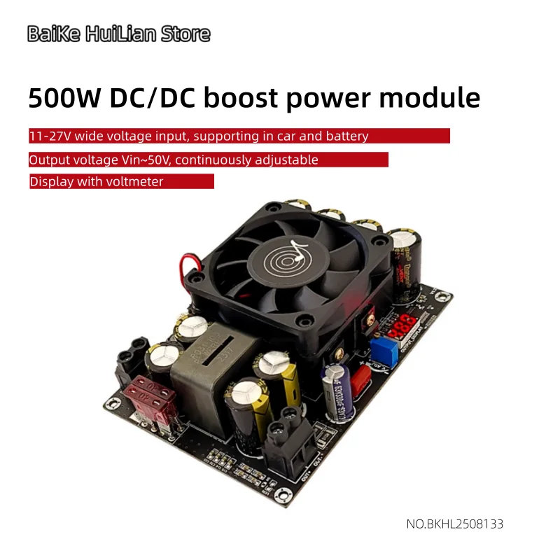 

500W adjustable boost module boost board with adjustable voltage display DC12V-24V to 24V-50V