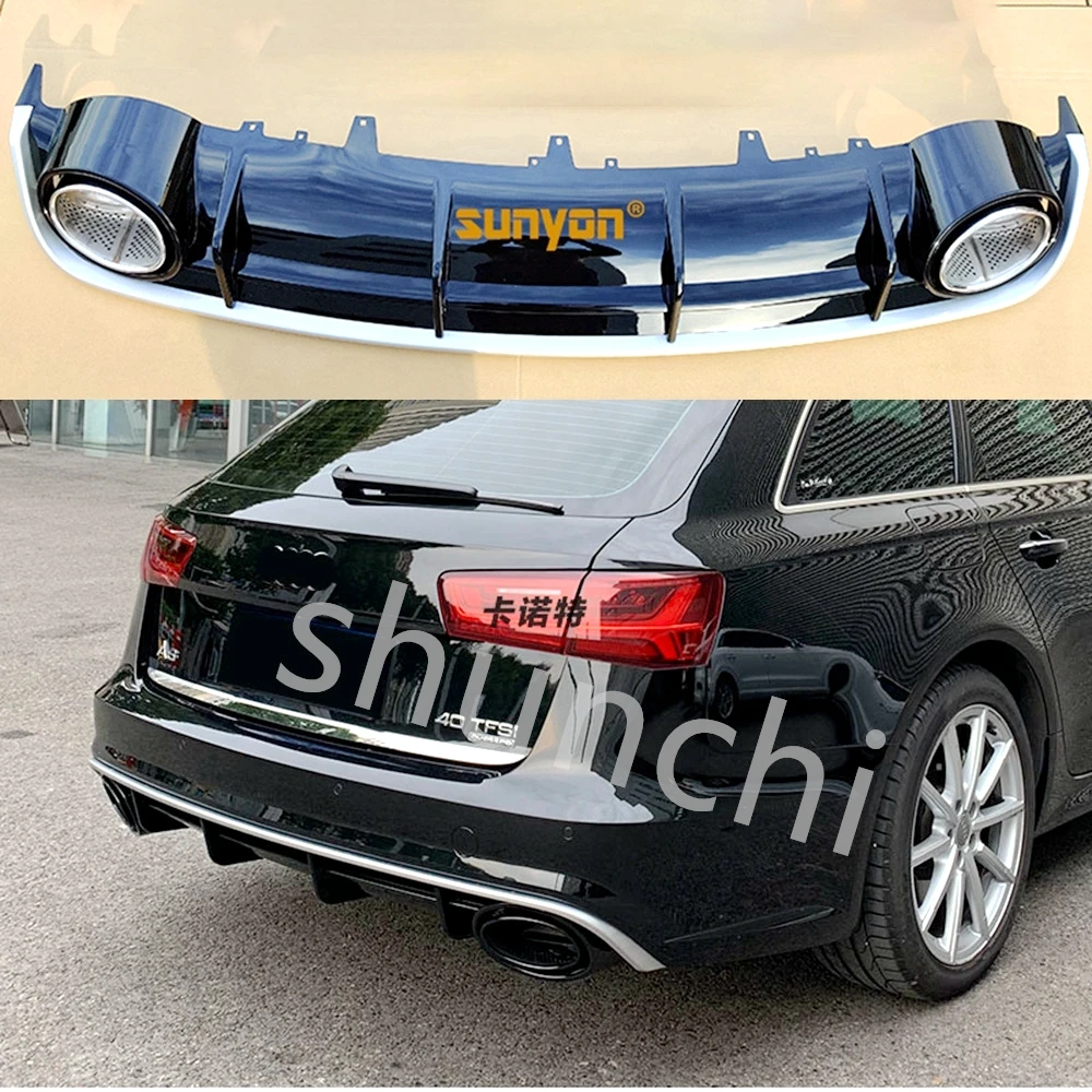 Rear Bumper Diffuser Lip Spoiler Protector for Audi A6 S-line S6 Hatchback Avant Touring 2015 - 2018 Not for RS6 Bumper Guard