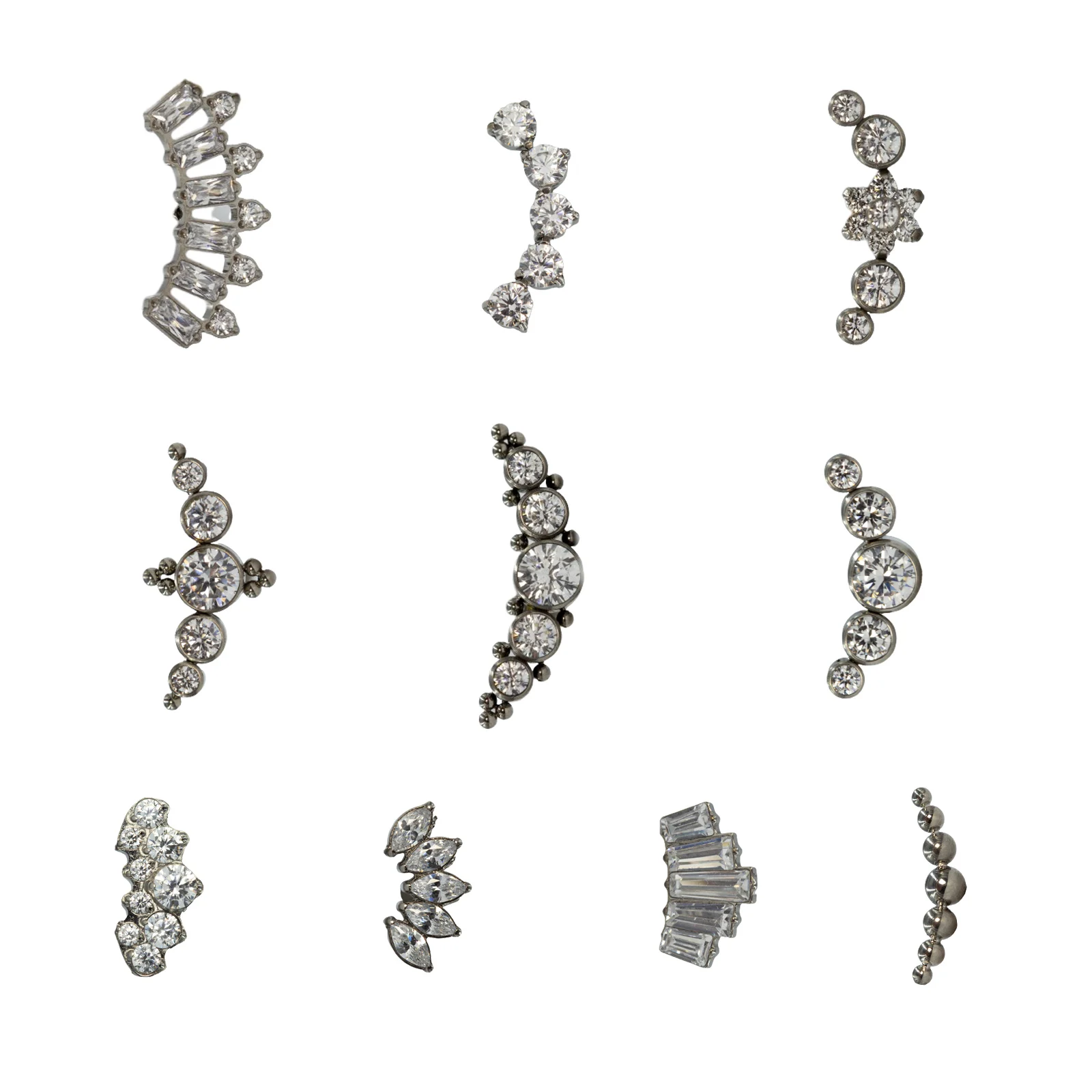 

16 г имплантат из титана ASTM F136, внутренняя резьба, Корона, губная серьга с фианитом, верхний камень, хрящ, козелок, губа, пирсинг, ювелирные изделия