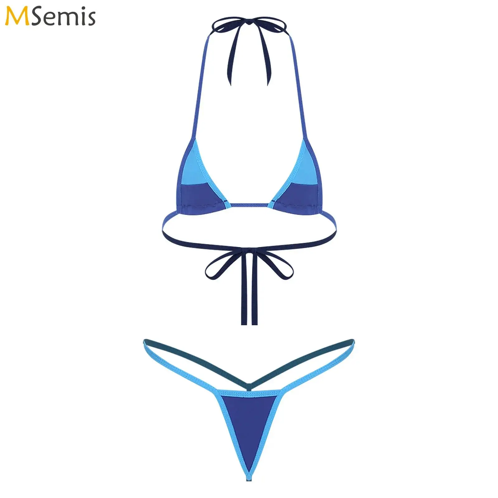 

Женский комплект купальников микро-бикини, бюстгальтер на шнуровке, топ и стринги с Т-образной спинкой и низкой посадкой, купальный костюм из 2 предметов, пляжный тропический дорожный купальник