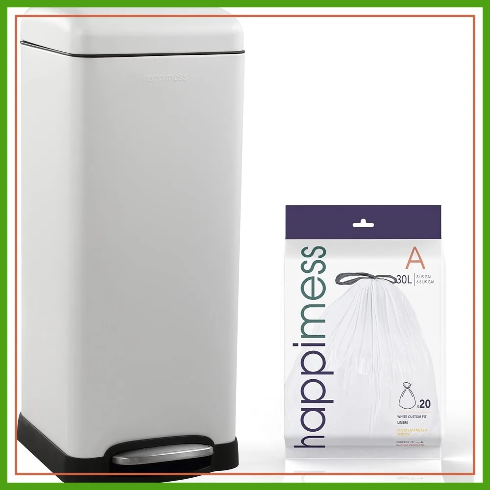 

8-Gallon Step-Open Trash Can with Soft-Close Lid, Fingerprint Resistant, Modern Minimalistic for Home Kitchen Laundry Office