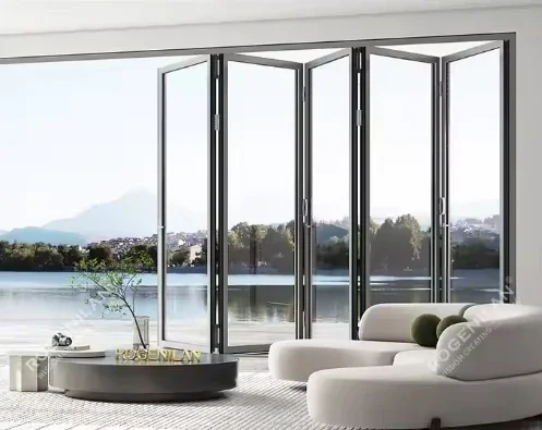 Villa Waterproof Bifold Door Exterior Aluminum Accordion Patio Door Double Glazed Glass Folding Doors