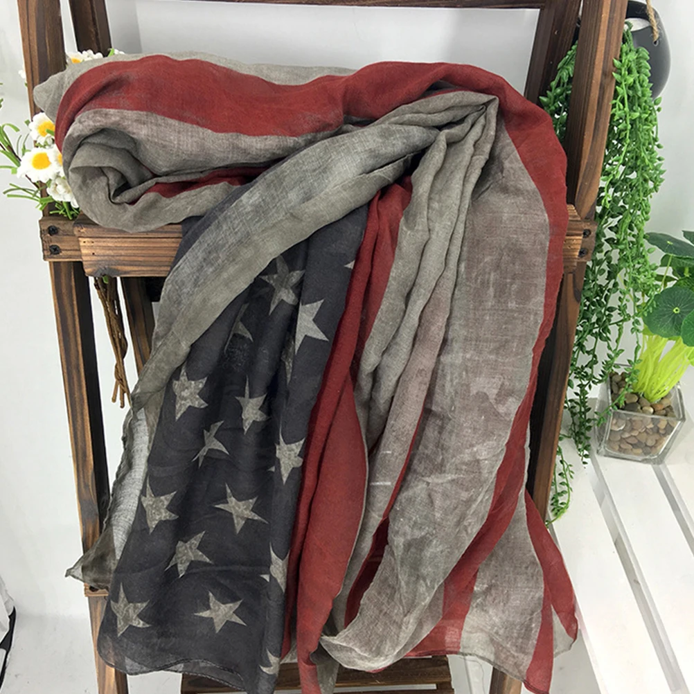 

2 Pcs Scarf Stylish Neck B Women Lady Shawl American Flag Neck Scarf Kerchief Usa Neckerchief Patriotic Independence Day