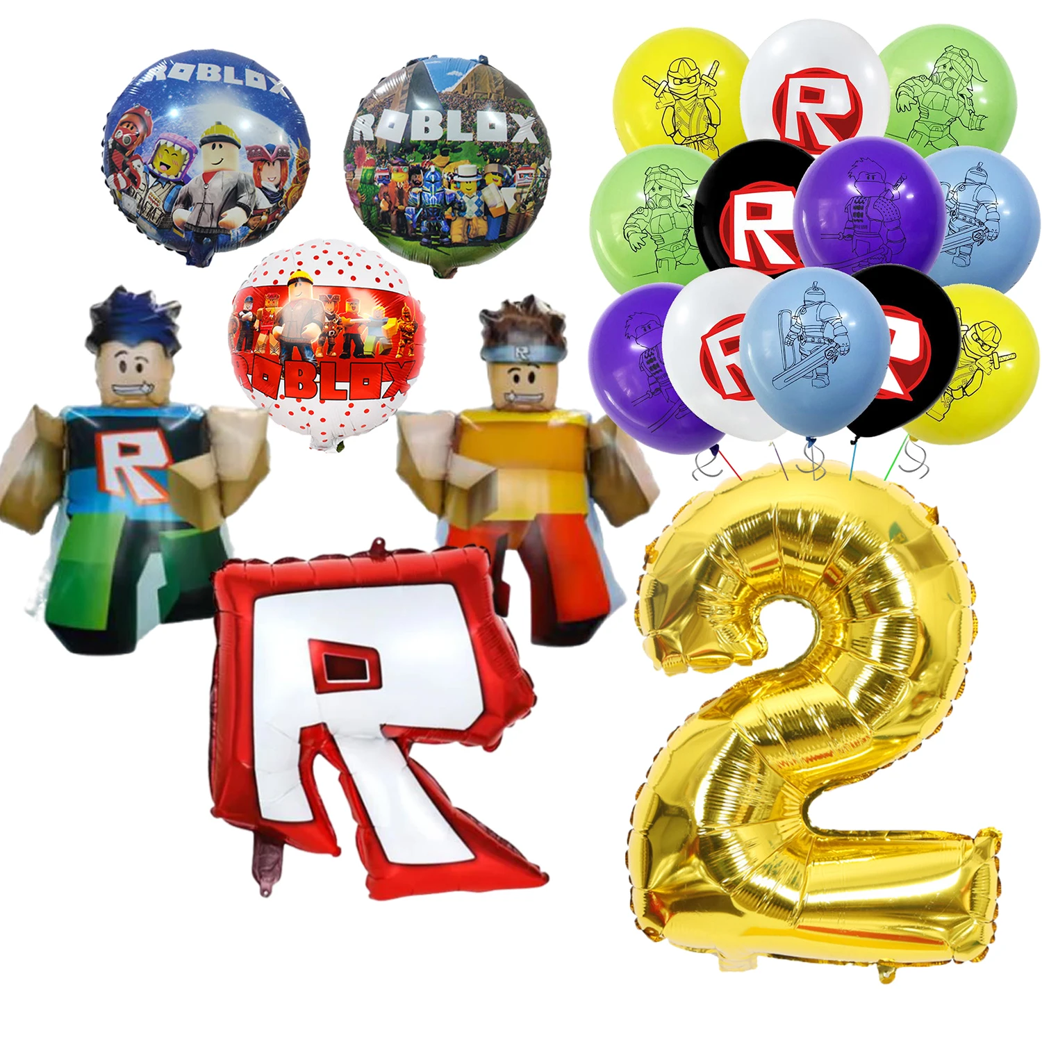 Roblox วันเกิดบอลลูนอลูมิเนียมฟิล์มบอลลูนชุดอาบน้ําเด็กสําหรับเด็กวันเกิดอุปกรณ์ตกแต่งของขวัญ