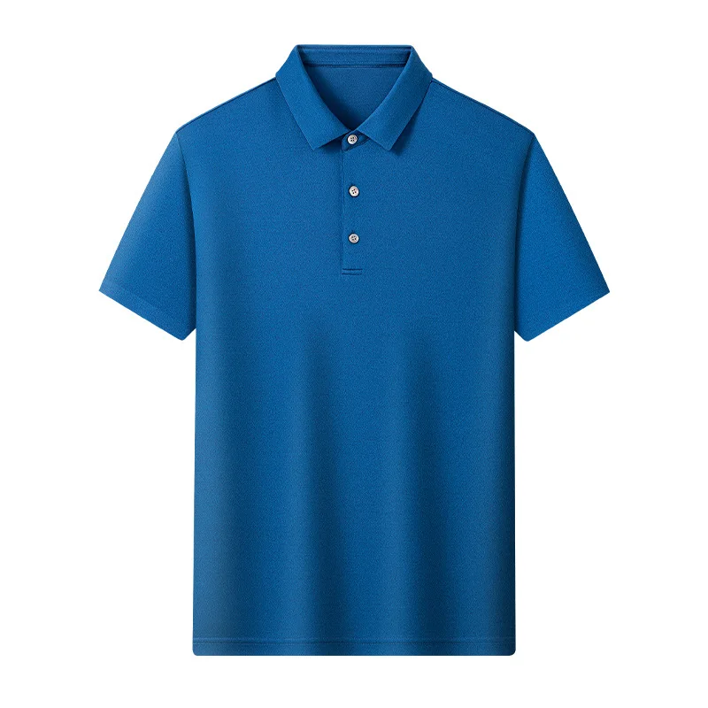 Summer Premium 100% Mulberry Silk Polo Shirts for Men Turn Down Collar Business Casual Short Sleeve Lightweight Silk Tshirt Midd