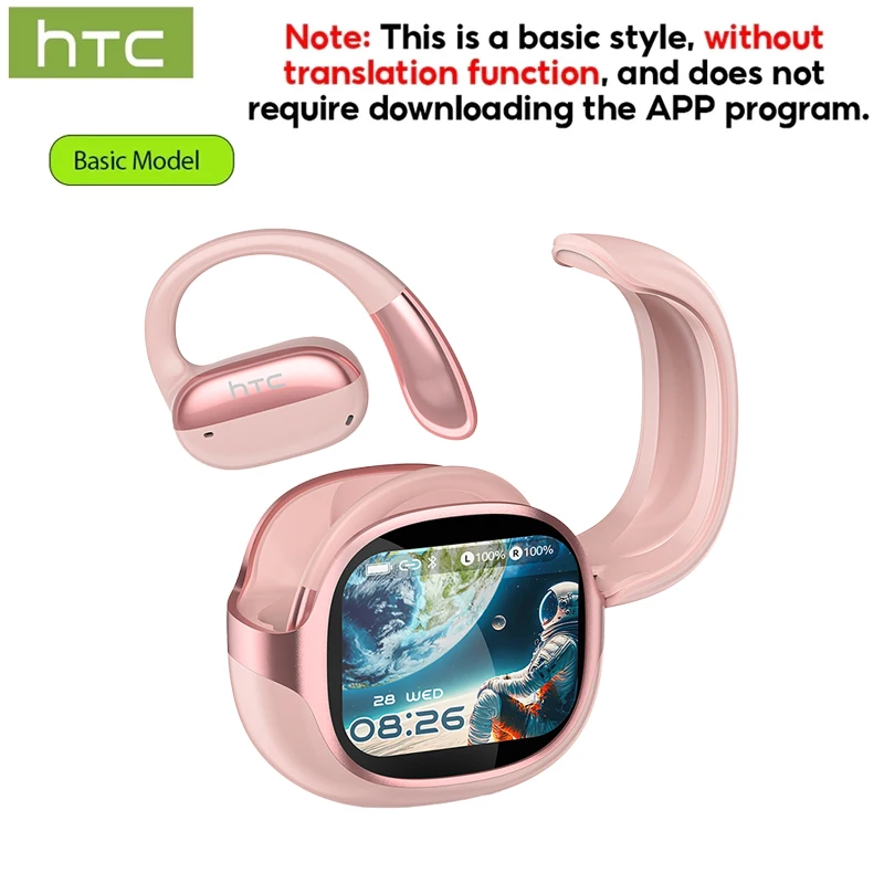 HTC NE58 Kabellose Kopfhörer Bluetooth LED-Touchscreen KI-Übersetzung Ohrhörer HiFi-Klang HD-Anrufe Knochenschall-Kopfhörer