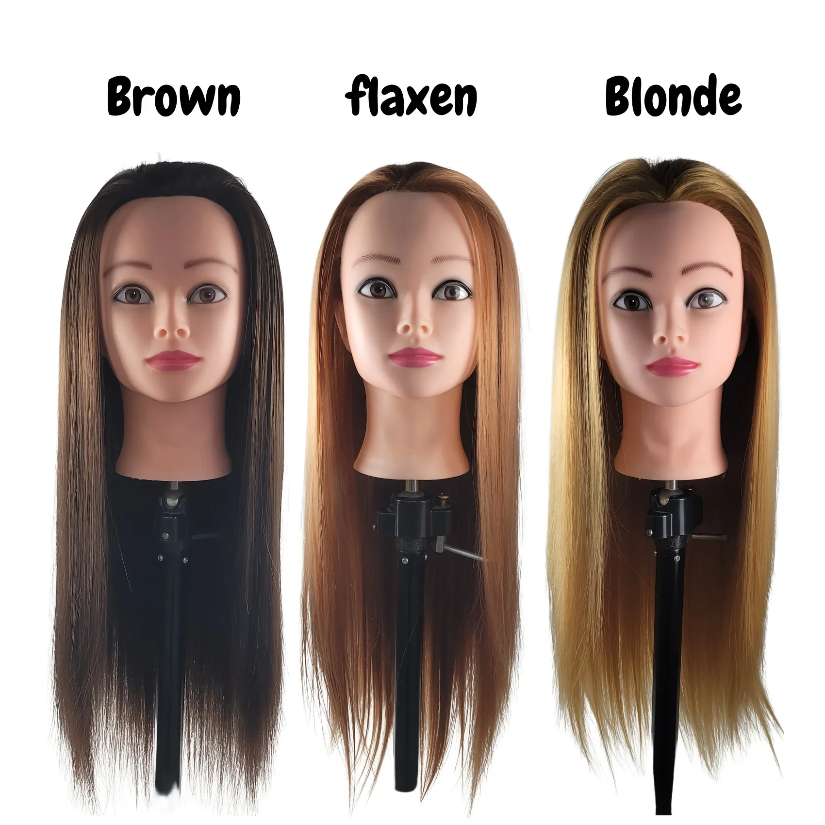 Mannequin Head with Hair for Hair Styling Cosmetology Doll Head For Braiding Hairdresser Training Head with Stand