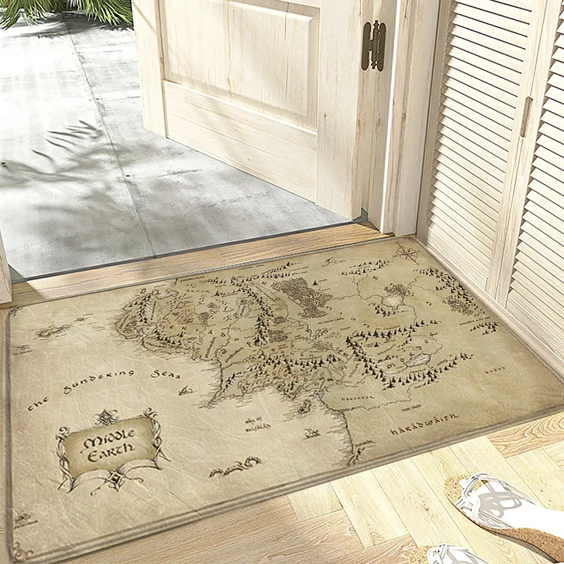 Middle Earth Map Rugs Foot Carpets Entrance Doormat Prayer Inside Rug Floor Mats Anti Slip Mat Home Decor Kitchen Hallway Carpet