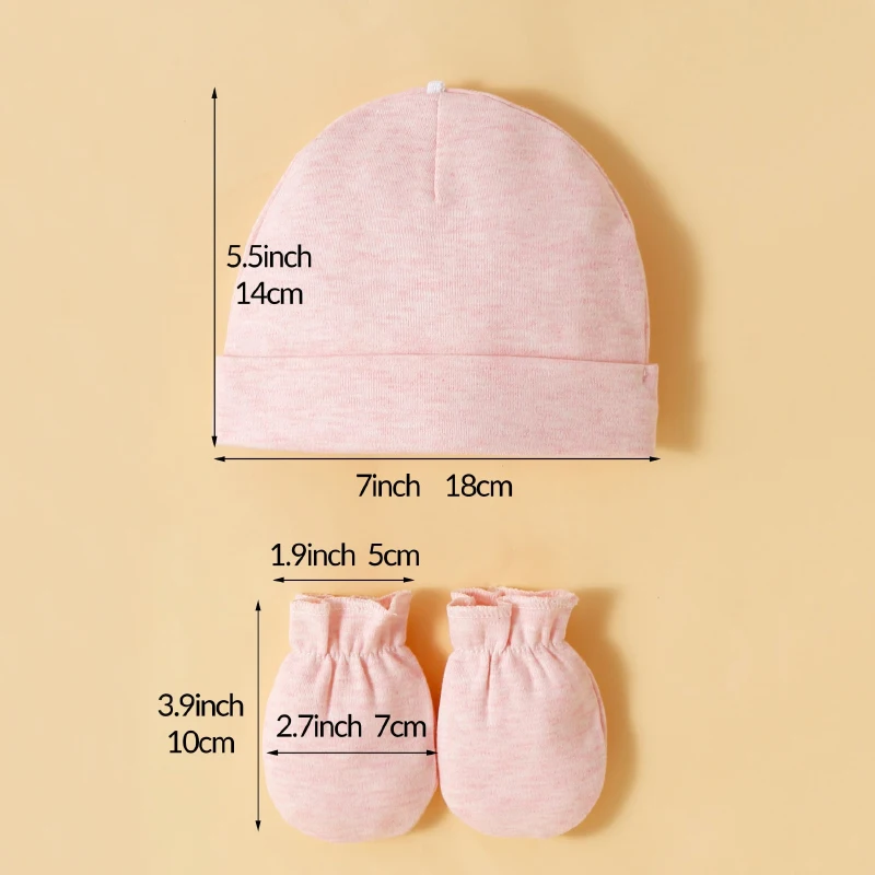 3 Sets of Baby Girls Hats and Gloves 100% Cotton Soft and Comfortable Preventing Scratches On The Face Fashionable Simple