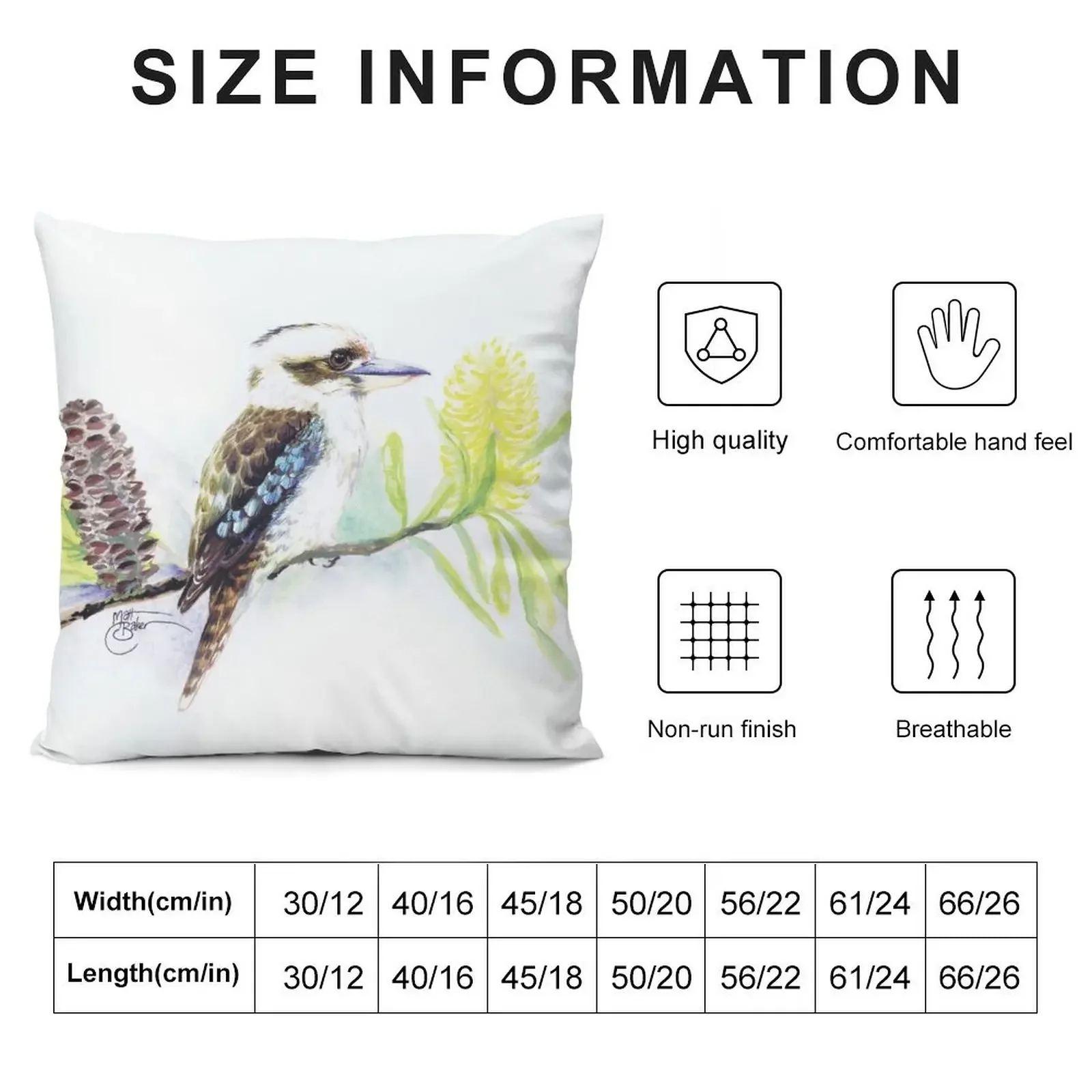 The Contented Kookaburra Throw Pillow Decorative pillowcase ornamental pillows Sofas Covers pillow