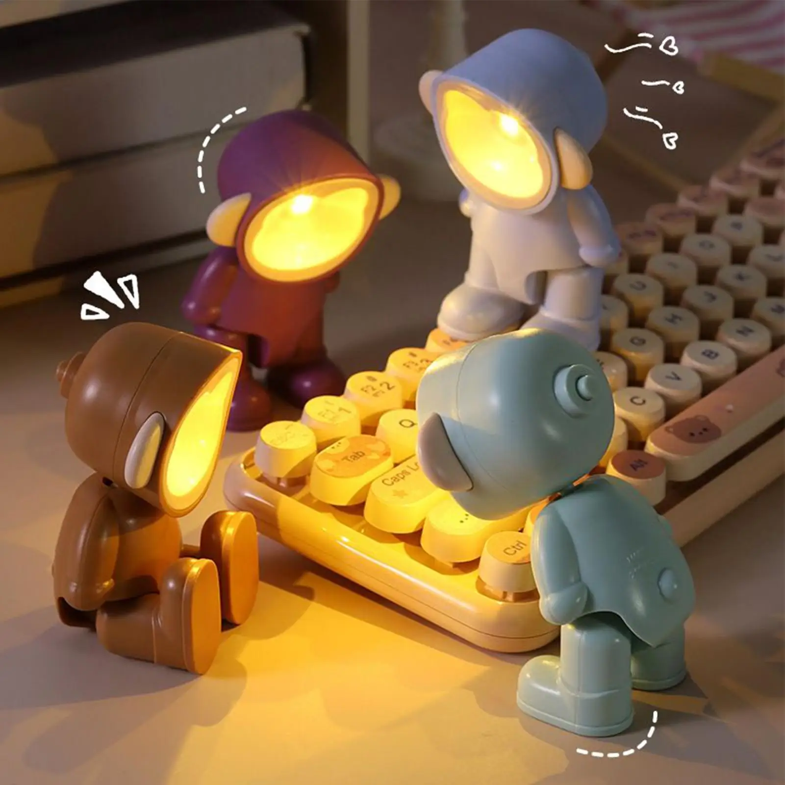 

Kids Nightlight Adjustable Pose LED Mini Robot Nursery Night Light Cute Cartoon Robot Design Movable Night Light Desk Lamp