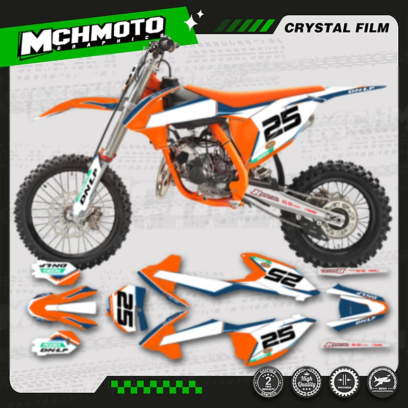

MCHMFG Motorcycle Fairing Graphics Background Decal Stickers Kit for KTM 2018-2024 SX85 SX 85 Number Name Custom