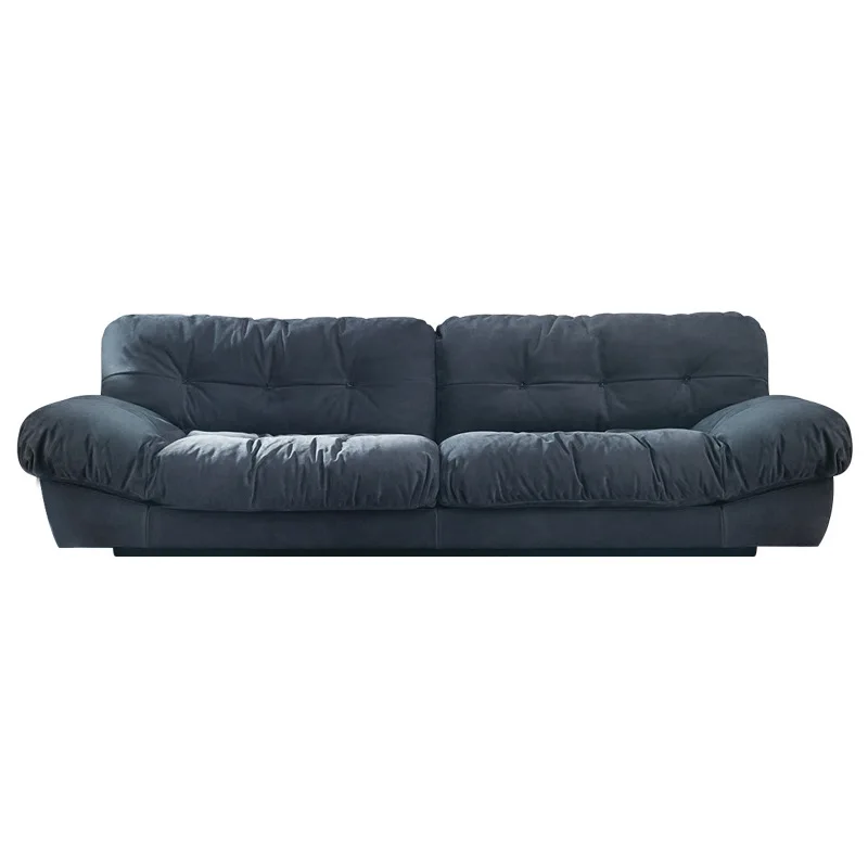 #Nordic Cream Style Top Grain Leather Straight Sofa Chaise Lounge Combination For Small Home