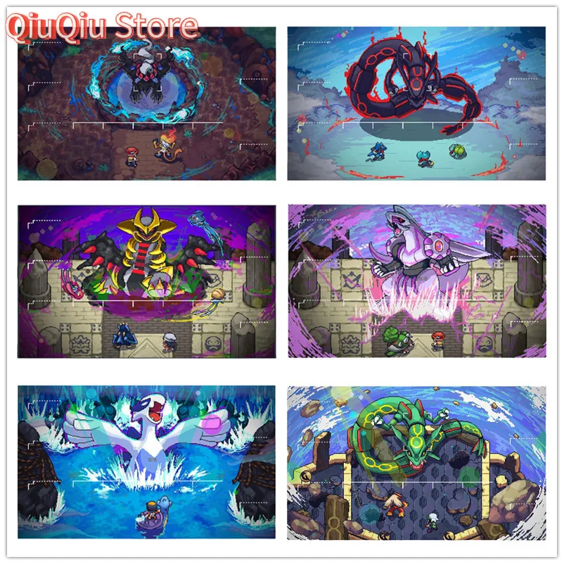 60x35x0.2cm Anime Pokemon Game PTCG Accessory Card PlayMat Retro GB Pixel Series Giratina Rayquaza Lugia Collection Gifts Toys