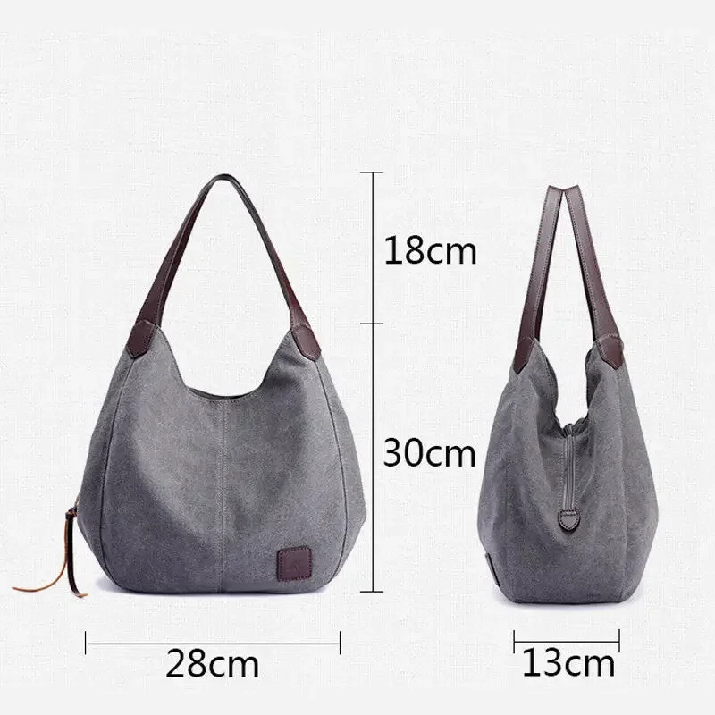 Women's Canvas Handbags High Quality Female Hobos Tote Bags Single Shoulder Bags Casual Vintage Handbag
