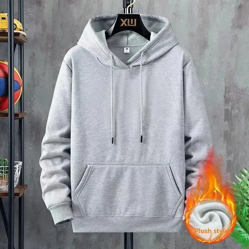سويت شيرت رجالي بغطاء للرأس مبطن بالصوف وفضفاض مناسب بنمط رياضي ملابس خارجية غير رسمية مثالية للخريف والشتاء #5