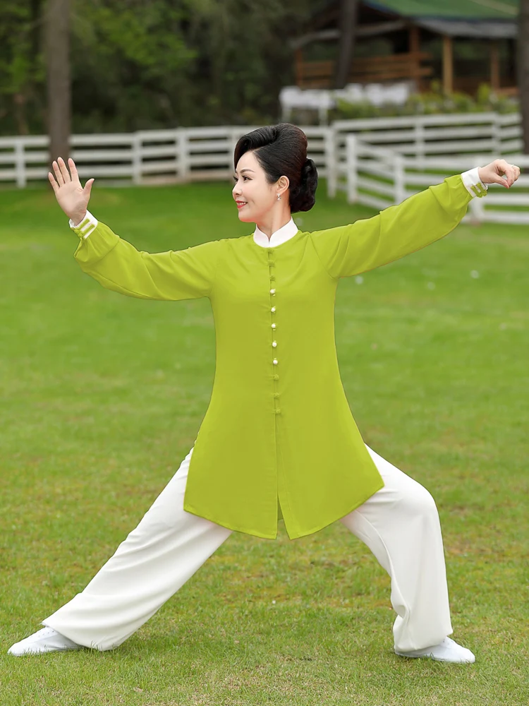 Spring and Autumn slim long sleeve Tai Chi costume performance clothes for men and women practice clothes hanging feeling