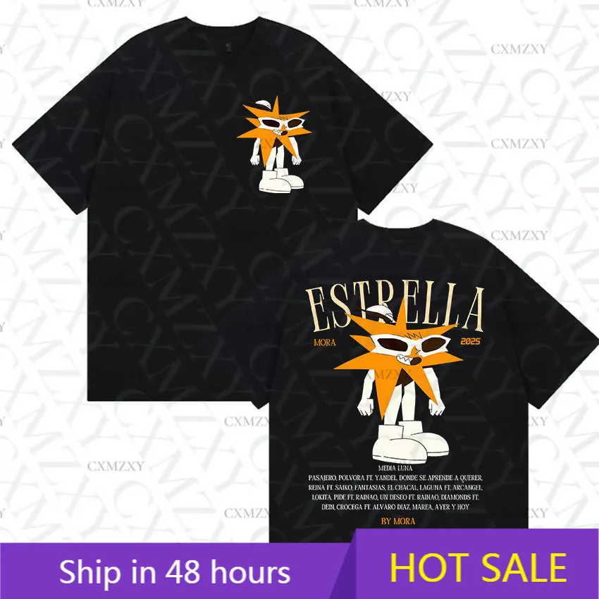 

Rapper MORA Tour 2025 Merch T Shirt Men's Women Vintage High Quality Fashion T-shirts Hip Hop Clothing Oversized Cotton T-shirt