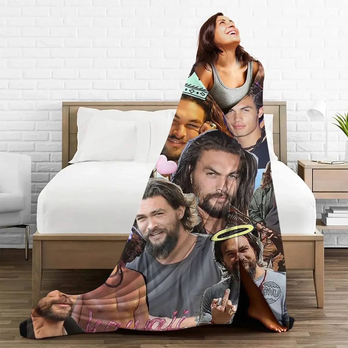 

Baby Blankets Jason Momoa Movie Actor Plaid Fleece Print Art Collage Warm Breathable Throw Blanket for Bedding Bedroom Bedspread