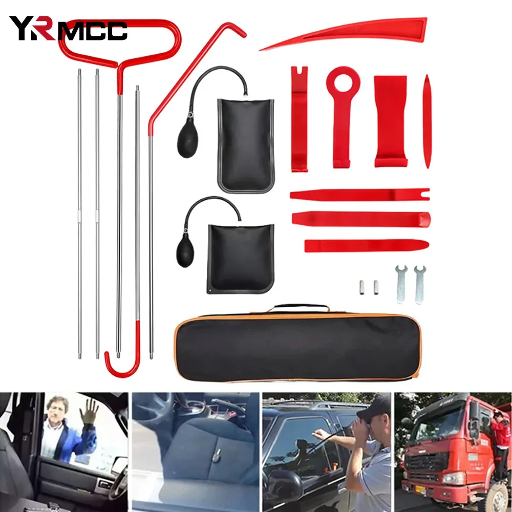 Car Door Window Opening Kit Hand Tools Wedge Air Pump Locksmith Kit Car Emergency Open Tools Unlock Long Reach Grabber Tool Set