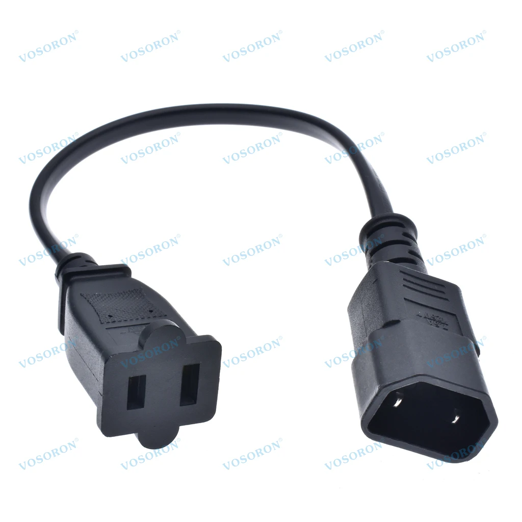 IEC 320 C18 Male Plug to USA 2Pin Female Socket Power Adapter Cable,C14 2PIN to Nema 1-15R 2P Power Adaptor Cord