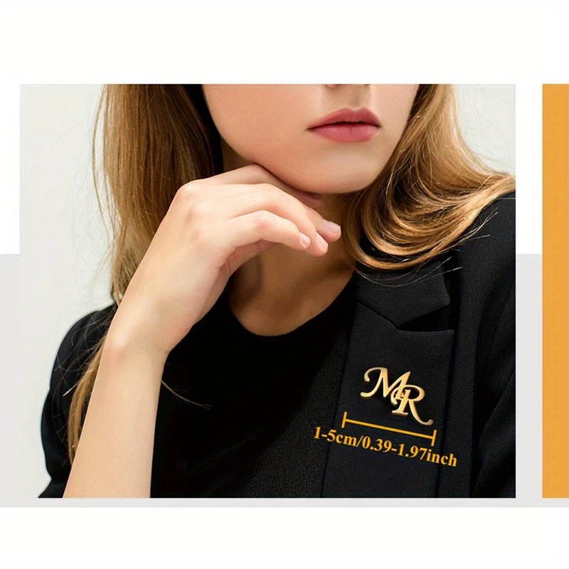 Custom Initial Name Brooch Personalized 304L Stainless Steel Letter Brooch For Men And Women Suitable Shirts Suits Wedding Gift