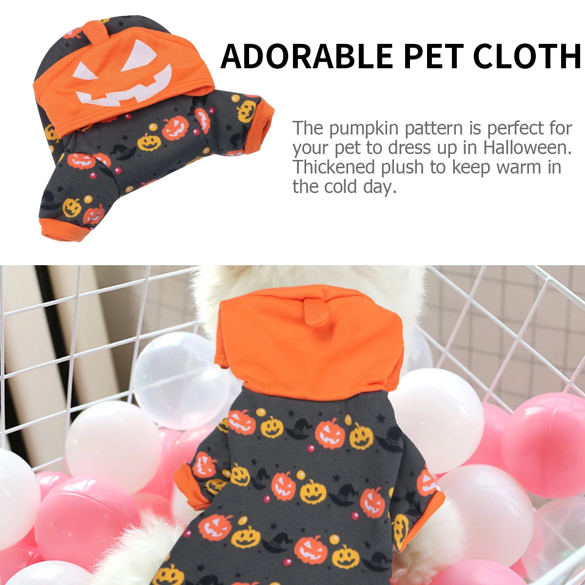 

Pet Pumpkin Hat Sweatshirt Puppy Funny Clothes Apparel Small Dog Coat Thicken Warm Costume Keep