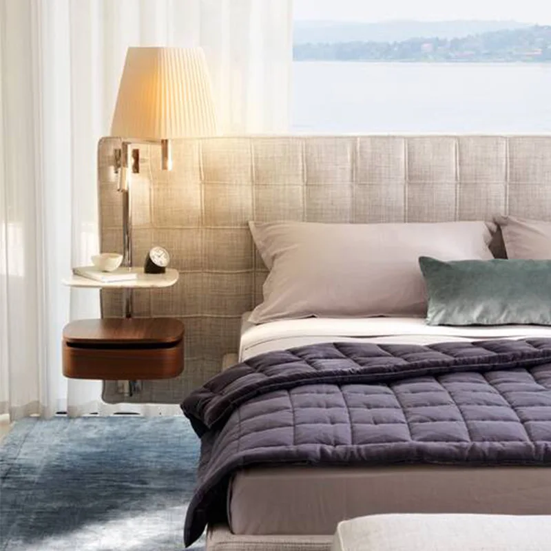 Personalización de cama de boda de cama de dormitorio principal de villa de piso plano grande de estilo italiano