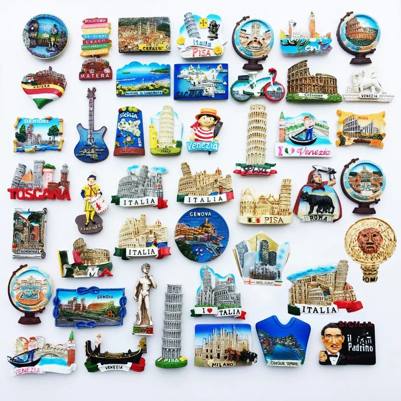 Italy Original Fridge Magnet Tourism Souvenir Resin Magnetic Refrigerator Magnets 3D Stickers Milan Venice Roma Pisa Home Decor