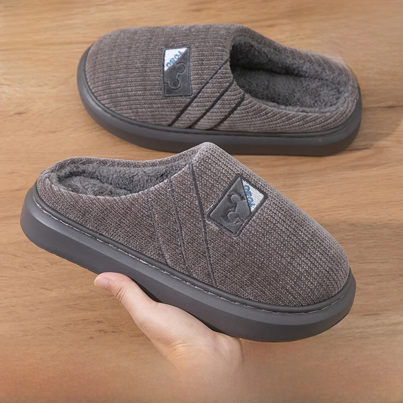 

Men's Cotton Slippers Thickened Fleece Indoor Home Anti-slip Warmth Winter Large Size Comfortable Indoor Slippers