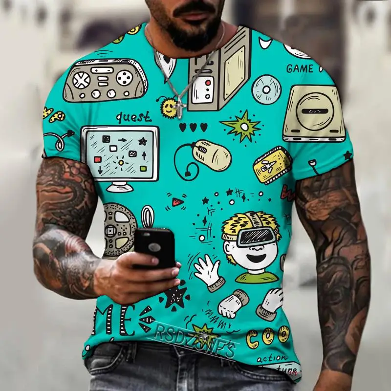 

Brand Men's Summer Short Sleeve, Funny, Humorous Cartoon, 3d Printing Men's T-shirt, Cute Fashion Streetwear