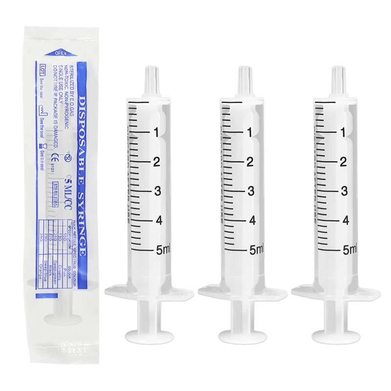 Jeringa de plástico desechable de 5 ml de 2 partes sin tapón de goma, jeringa de laboratorio HPLC Manual, 100 unids/pk
