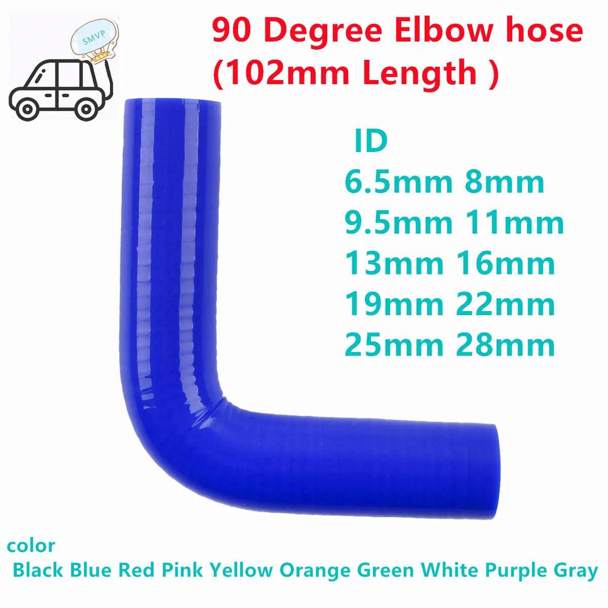 

3PLY 102mm Length Blue 90 Degree Elbow General Silicone Coolant Intercooler Hose ID 6.5mm 8mm 10mm 11mm 13mm 16mm 19 22 25 28mm