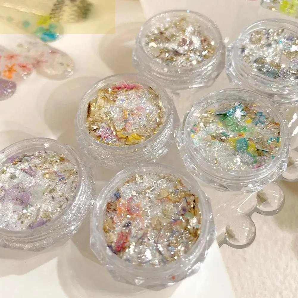 Atacado 6 cores sonho colorido prego flor lantejoulas 3d lantejoulas prego glitter