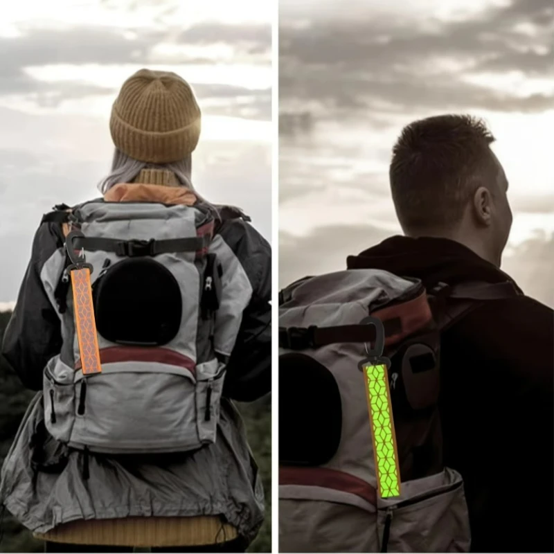 1/3 قطعة الأشرطة العاكسة قلادة المفاتيح للتخييم في الهواء الطلق Ight تشغيل الدراجات على ظهره السلامة خفيفة الوزن مشرق Keyrings #5