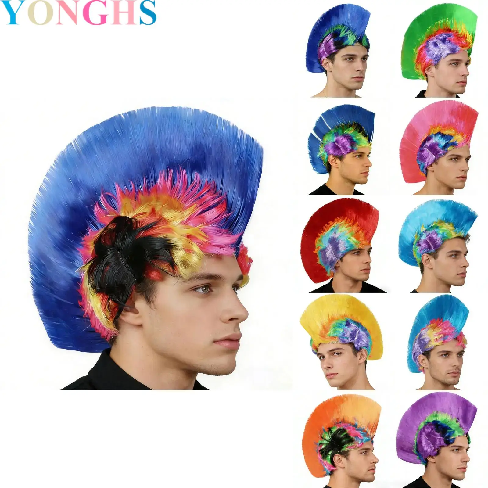 

Adults Punk Rock Wig Halloween Cosplay Masquerade Wig for Theme Party Novelty Costume Accessory