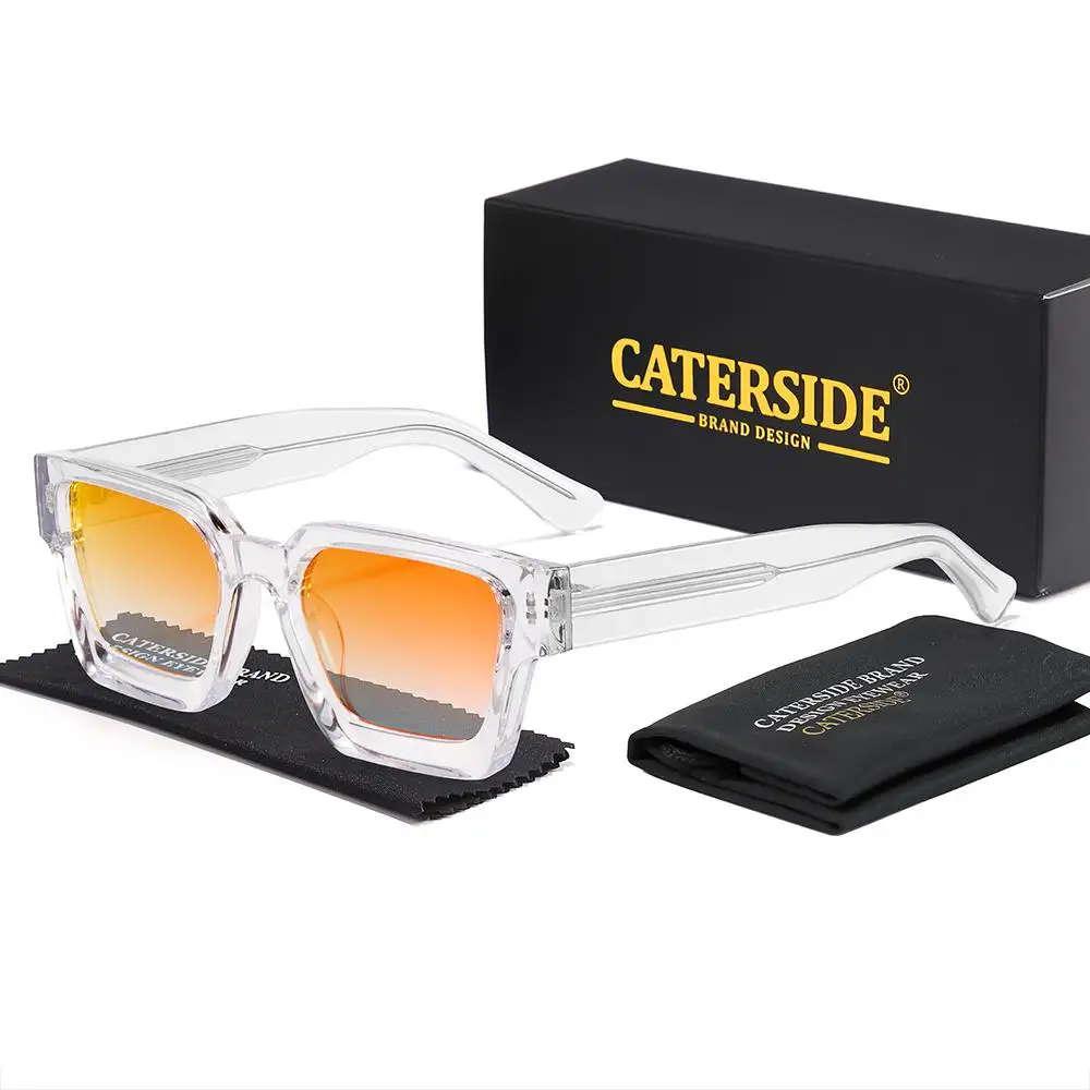 CATERSIDE Retro-Punk-Sonnenbrille für Herren mit dickem, quadratischem Rahmen, Farbverlauf-Design, für Damen, für Reisen, Business, Partys, unverzichtbare Brille, UV400 – Detail 17