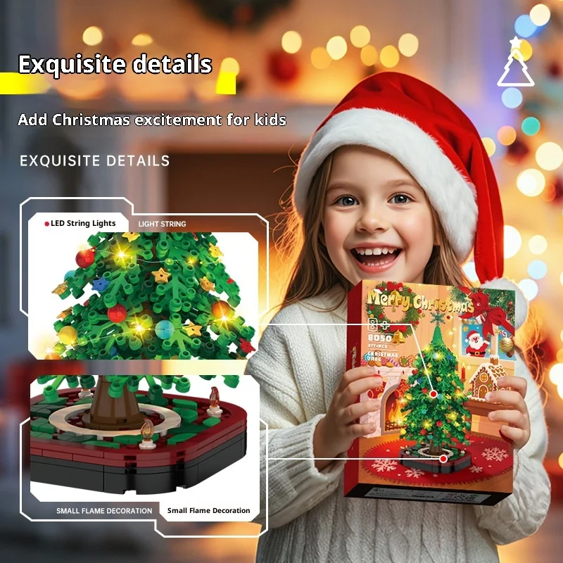Weihnachtsbaum-Montagespielzeug, Blöcke, Intelligenz-Verbesserungsgeschenk für Jungen und Mädchen, kleines Partikel-Puzzle, Modellbausatz