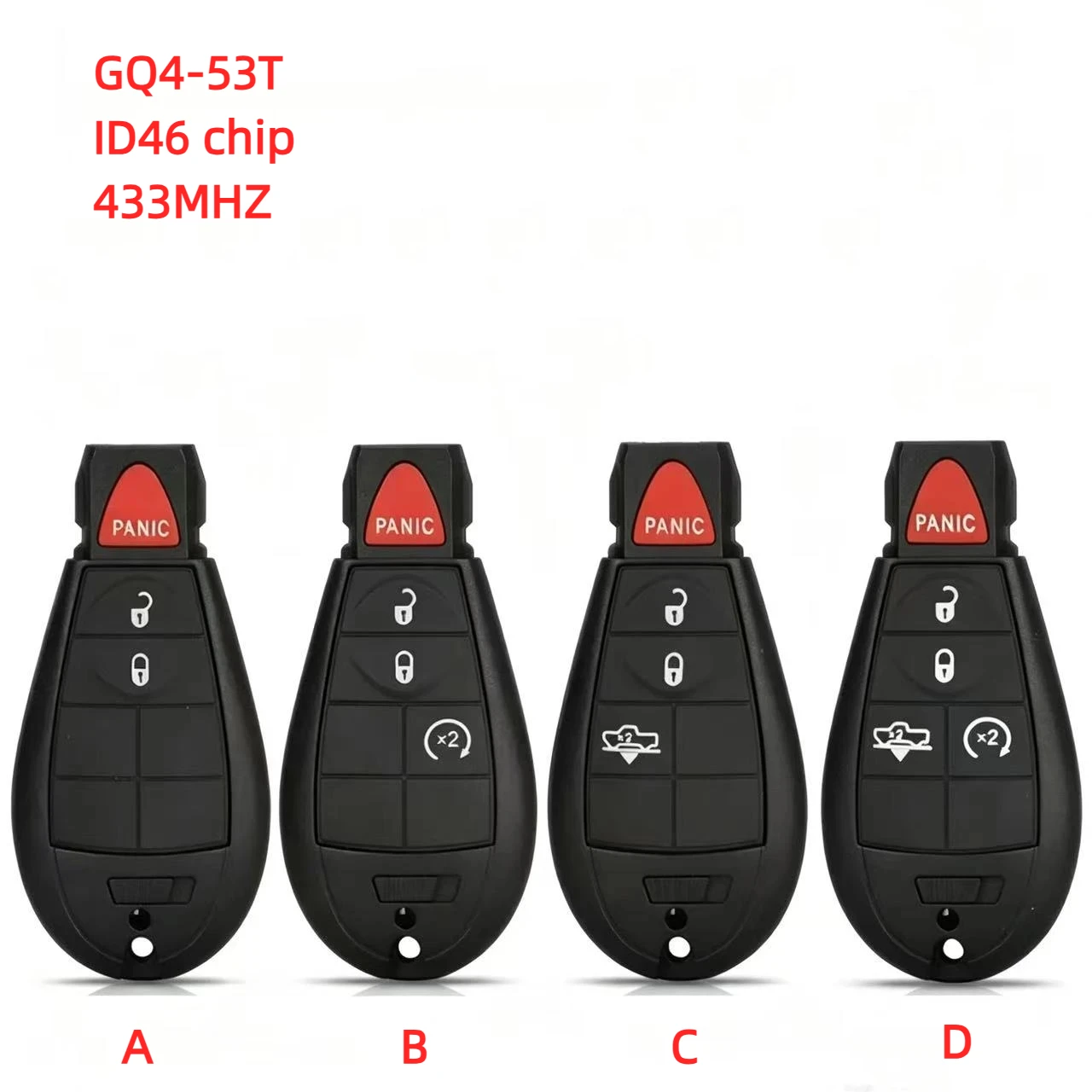 GQ4-53T Fobik Key 3/4/5 Button 434MHz ID46 Chip For Dodge Ram 1500 2500 3500 For Jeep Cherokee car key remote