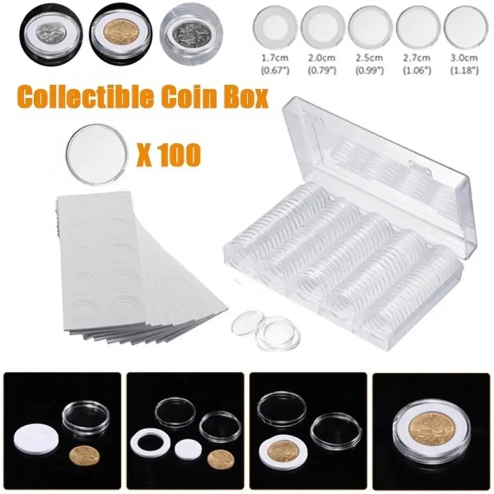 

Coin Holder Round Transparent Clear Capsules Collect Case For 17/20/25/27/30mm