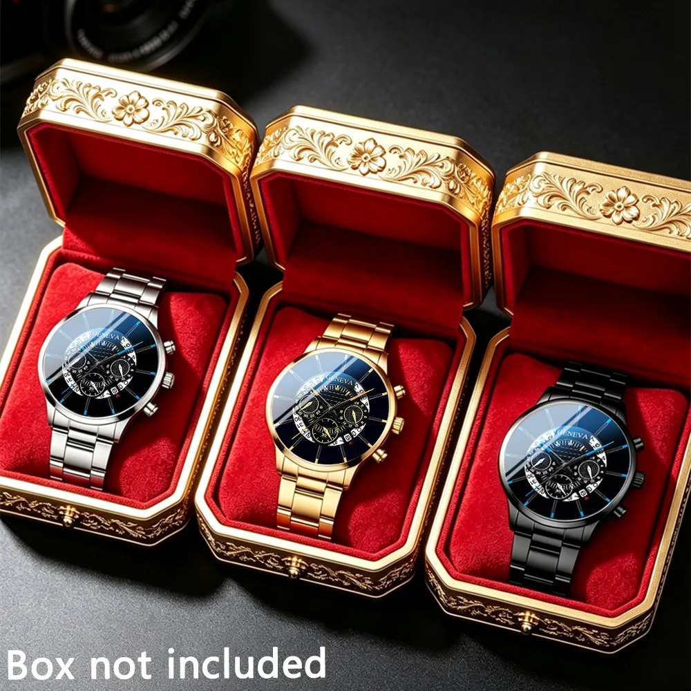 3-Piece Set: Men's Watch Set, Stylish Quartz Watch, Business-Casual, Gift for Men