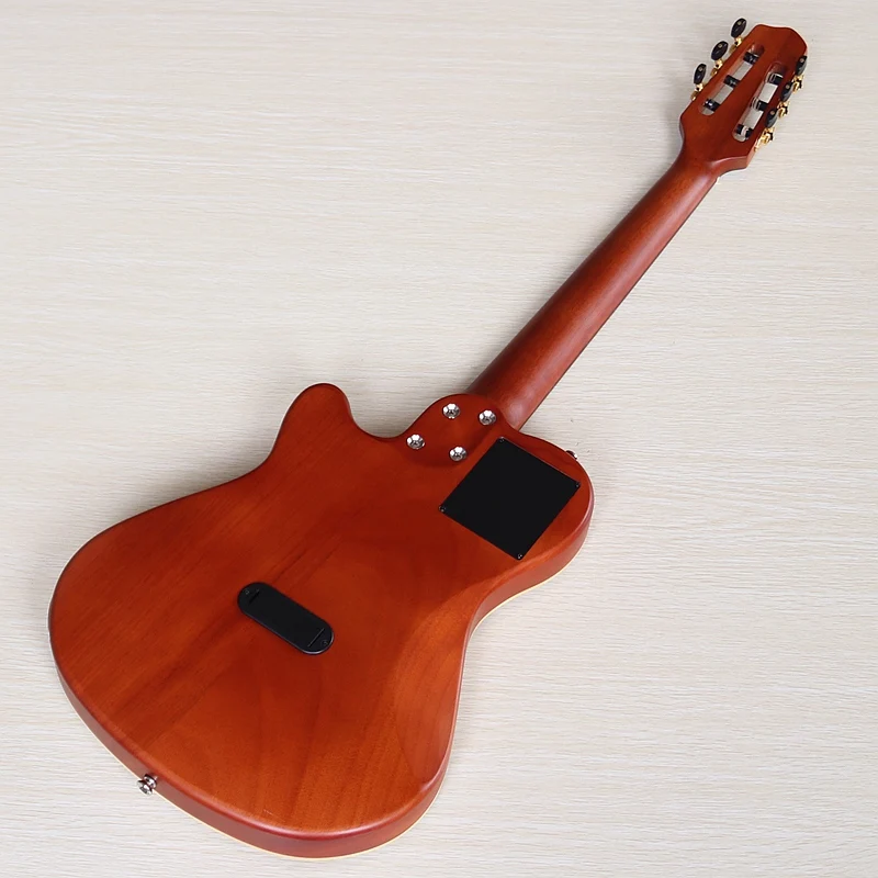 39inch Silent Classic Guitar 6 String Solid Spruce Top With Okoume Wood Back High Gloss Classic Silent Guitar With Pick Up