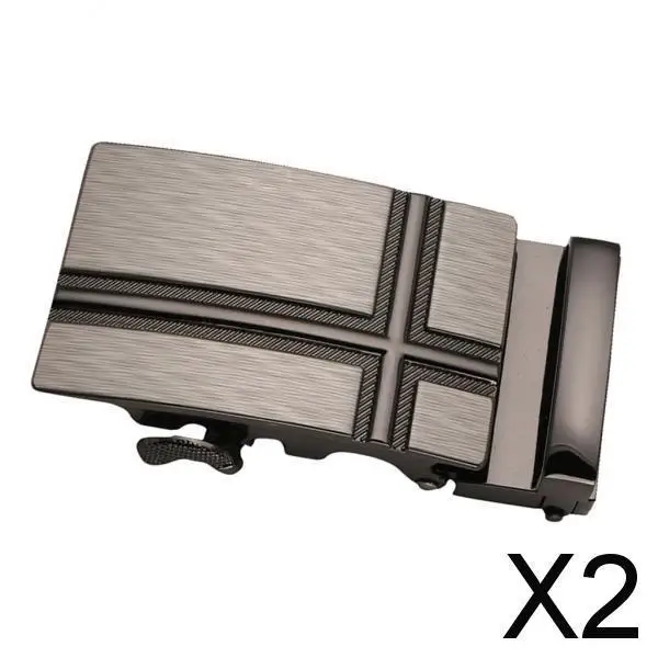 2xMens Ratchet Belt Buckle, Automatic Slide Buckle for Belt Strap 35mm 6