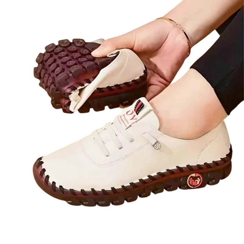 New Sneakers Women Shoes Loafers Lace Up Leather Flat New Spring Casual comfortable Mom Shoes Mujer Zapatos Chaussure Femme