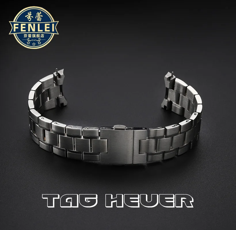 High Quality 22mm Solid Stainless Steel Watchband For Tag Heuer Carrera Bracelet Metal Deployment Clasp Curved Watchstrap silver