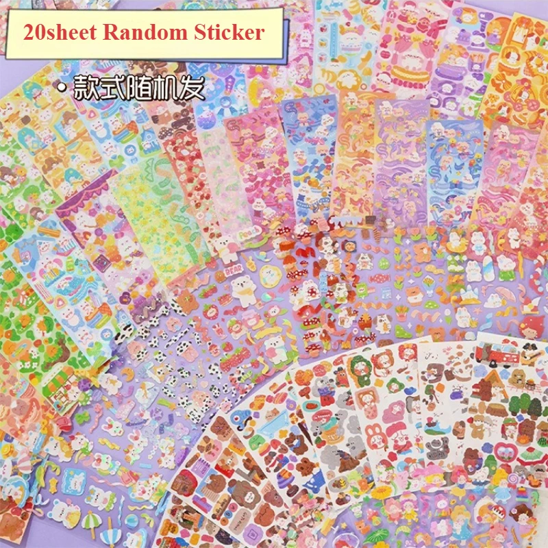 20sheet/set Random Sweet Cartoon Animal Scrapbook Jounrnal Sticker for Kids Kawaii DIY Decor Decal for Stationery Photocard