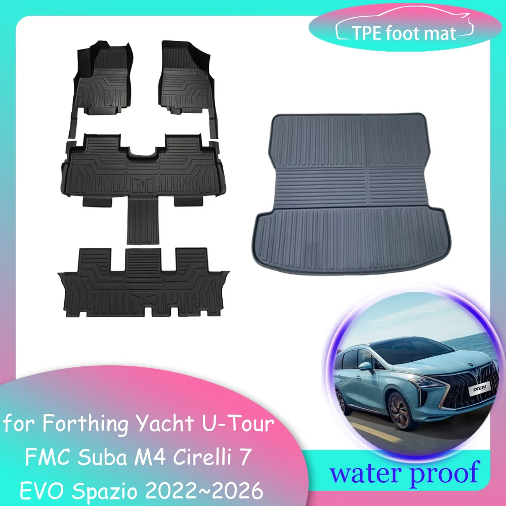 Alfombrilla de suelo TPE para Forthing Yacht U-Tour FMC Suba M4 Cirelli 7 EVO Spazio 2022~2026, accesorios de alfombra para maletero interior